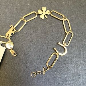 Jennifer Zeuner Emery 14k Yellow Gold Vermeil Good Luck Charm Bracelet.